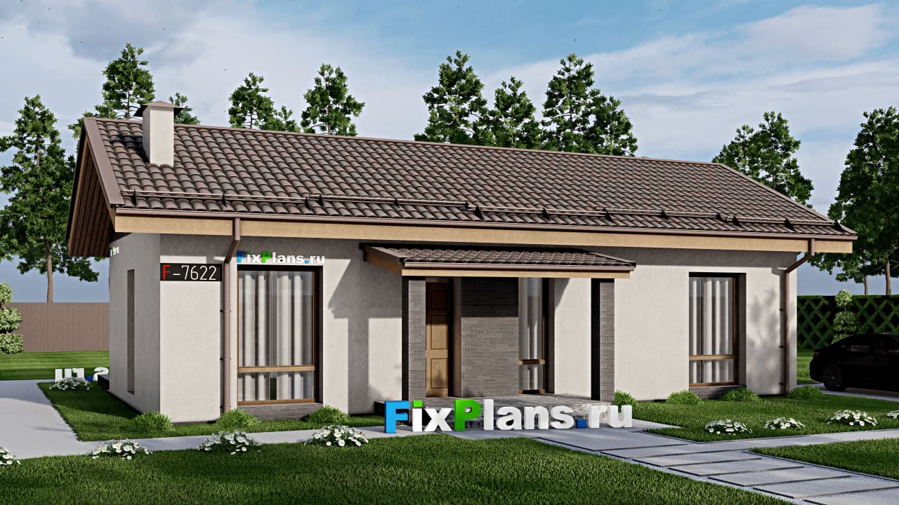 Одноэтажный дом F-7622 — фасад