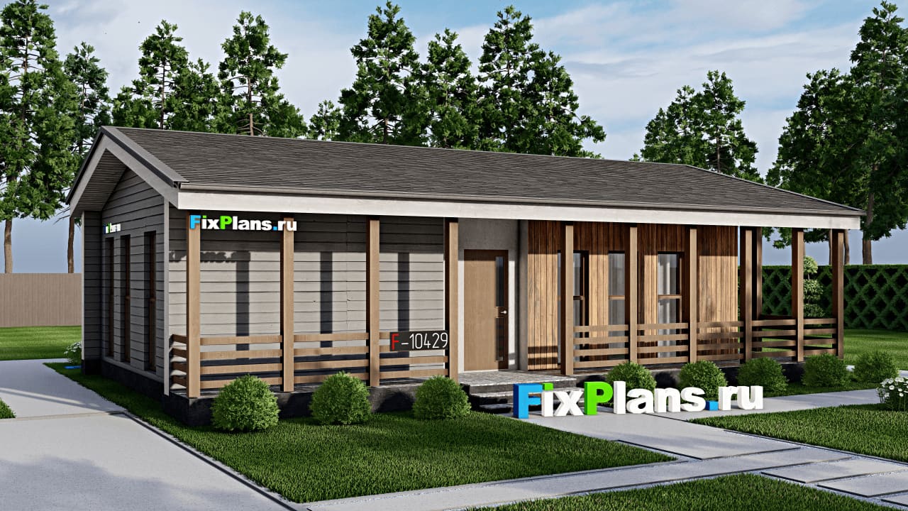 Одноэтажный дом F-10439 — фасад