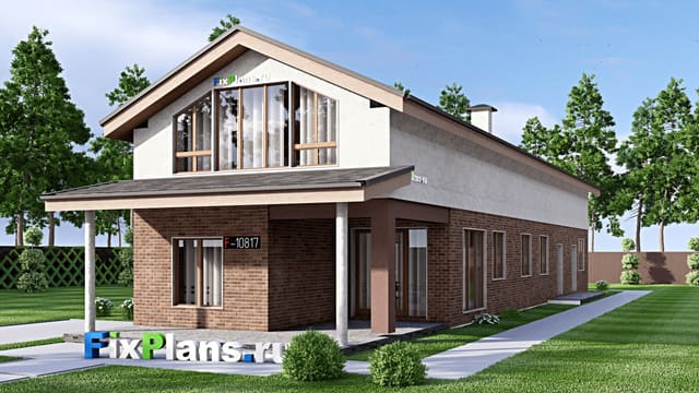 Одноэтажный дом с мансардой  F-10817