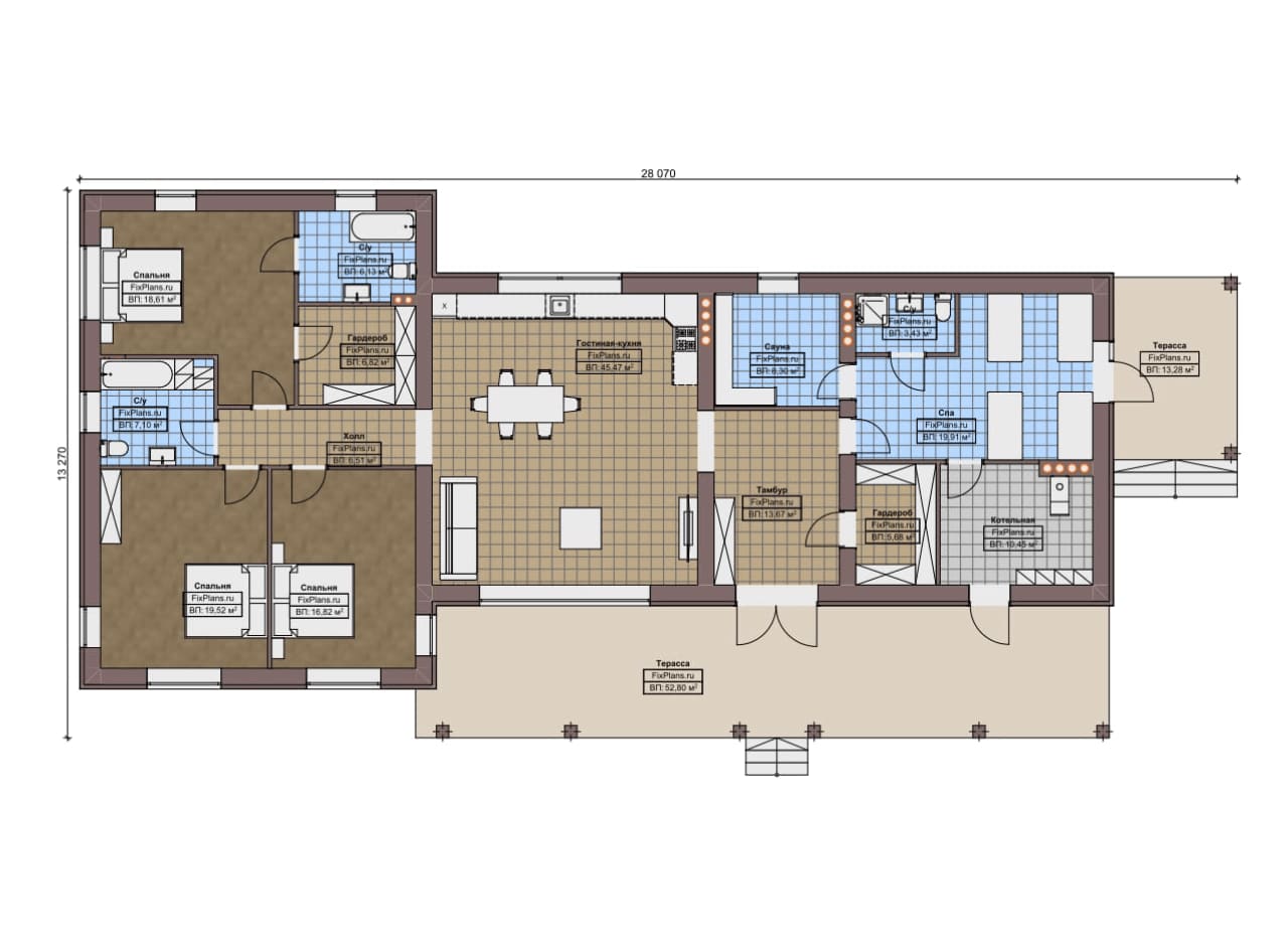 Планировка Одноэтажный дом F-9485