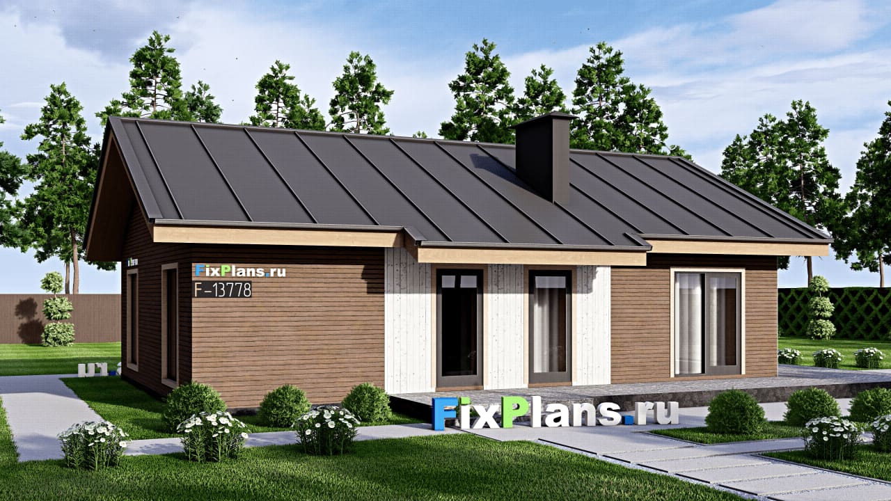 Одноэтажный дом F-13778 — фасад