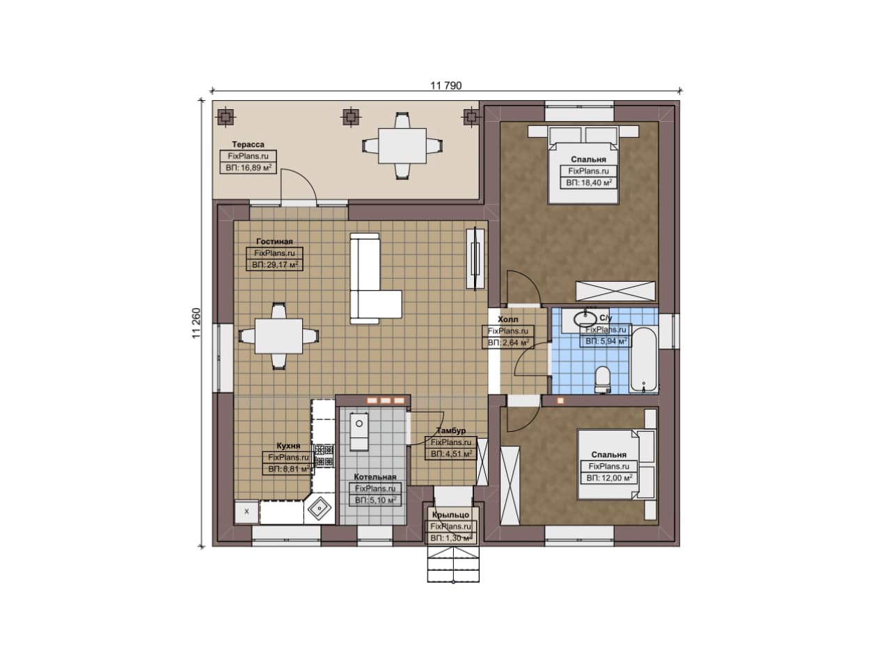 Планировка Одноэтажный дом F-5516